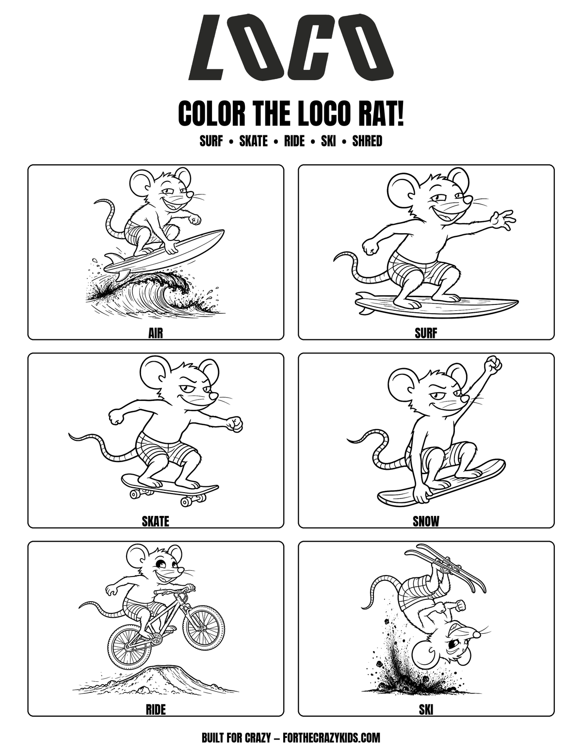 LOCO Rat coloring sheet preview